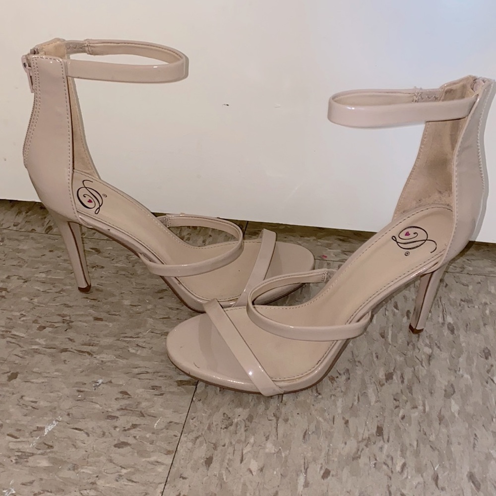 Nude 3 Strap Heels